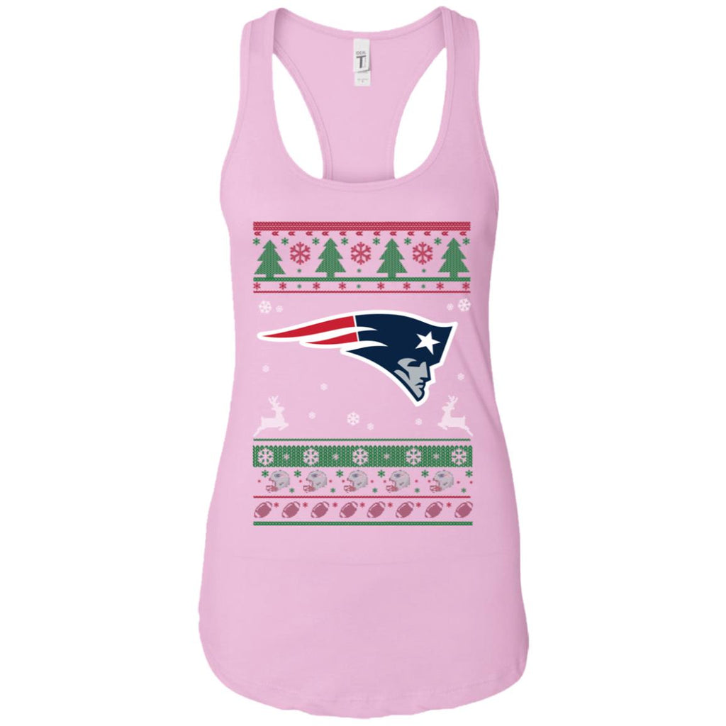 New England Patriots Logo Football Teams Ugly Christmas Sweater Women Tank
