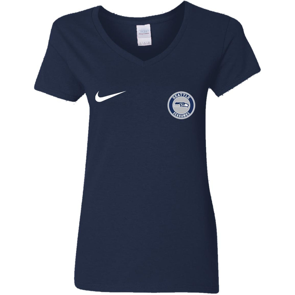 Nike Seatle Seahawk Nfl Football Women V-Neck T-Shirt