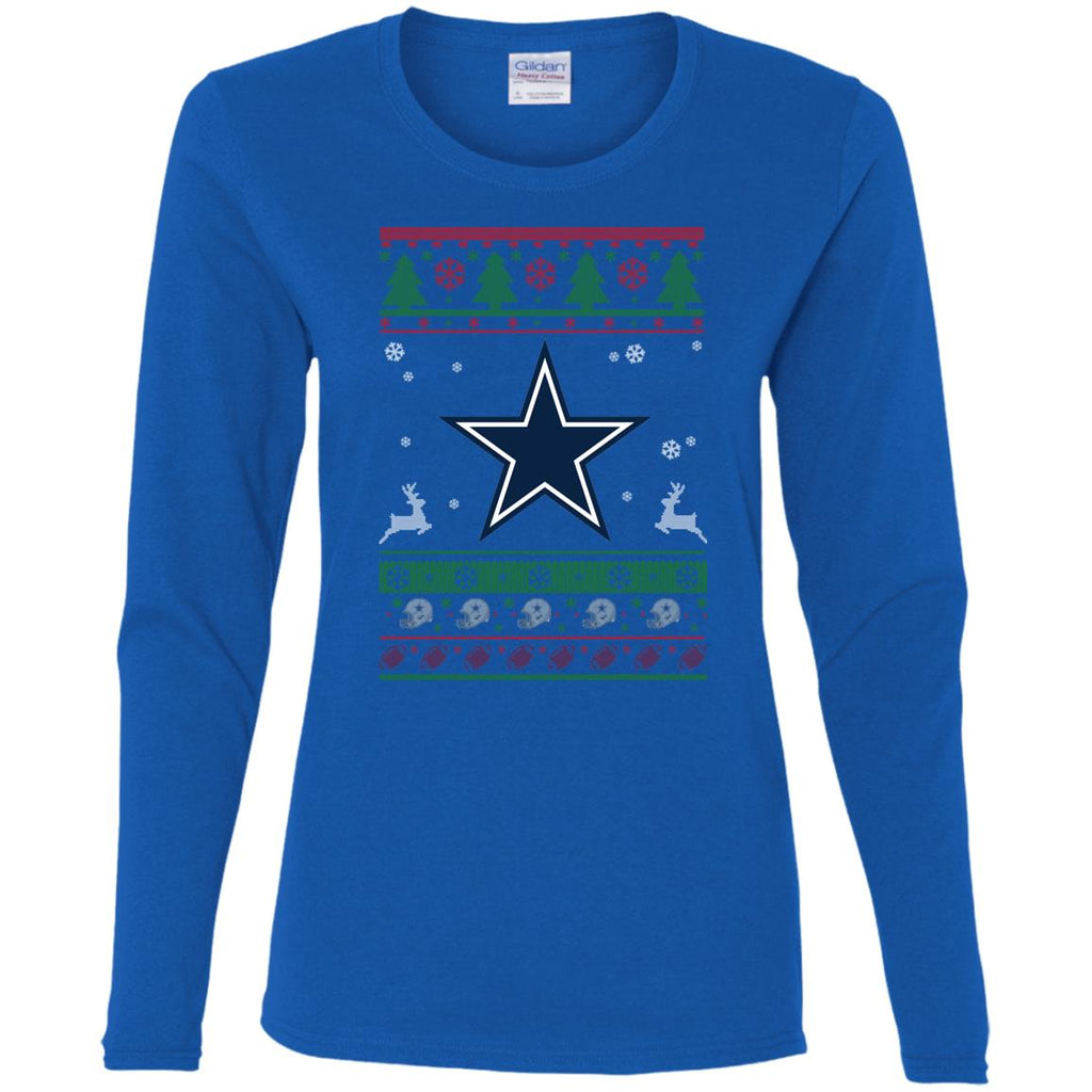 Dallas Cowboys Logo Football Teams Ugly Christmas Sweater Women Long Sleeve Shirt
