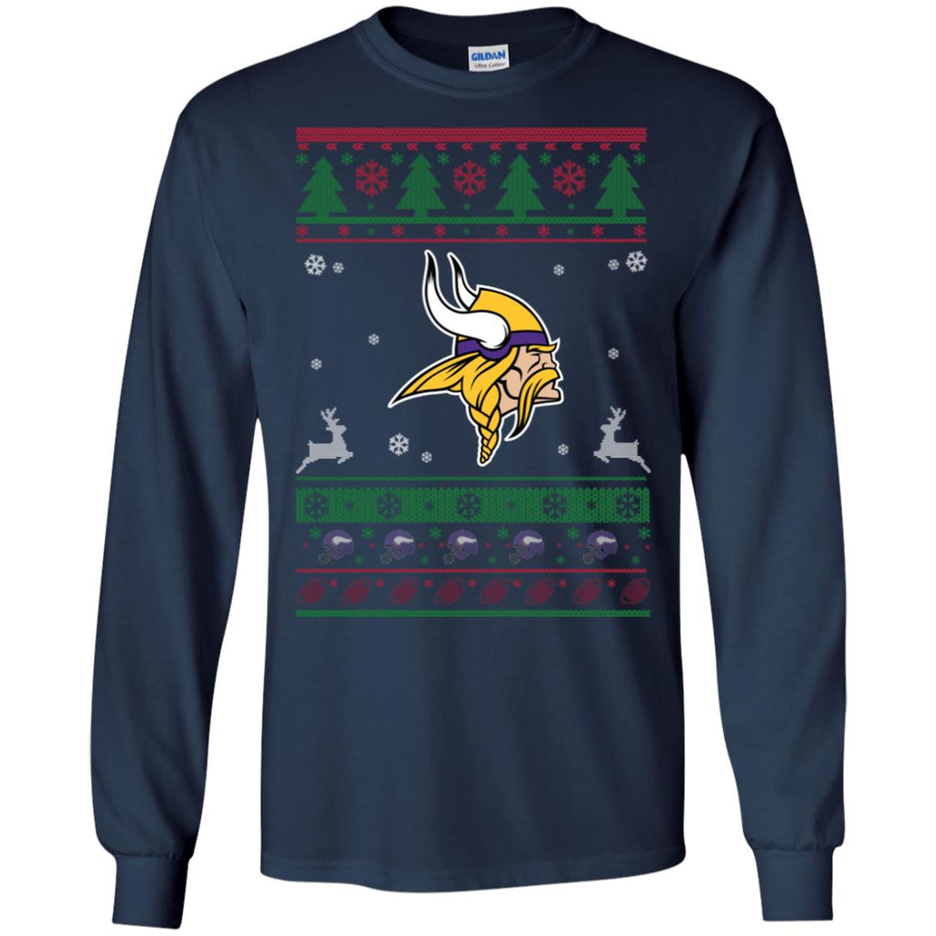 Minnesota Vikings Logo Football Teams Ugly Christmas Sweater Men Long SLeeve Shirt
