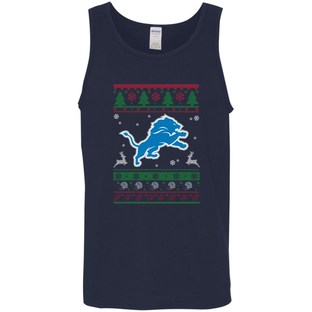 Detroit Lions Logo Football Teams Ugly Christmas Sweater Men Tank Top