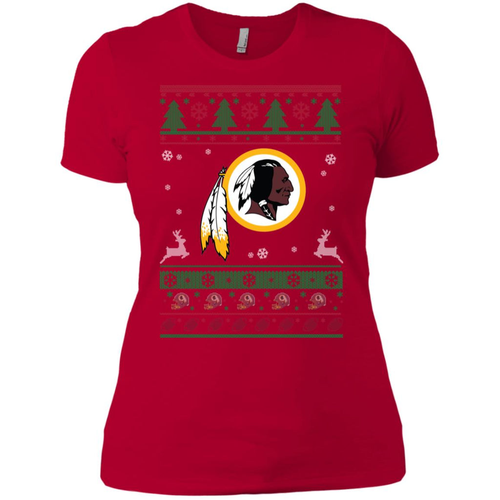Washington Redskins Logo Football Teams Ugly Christmas Sweater Women T-Shirt