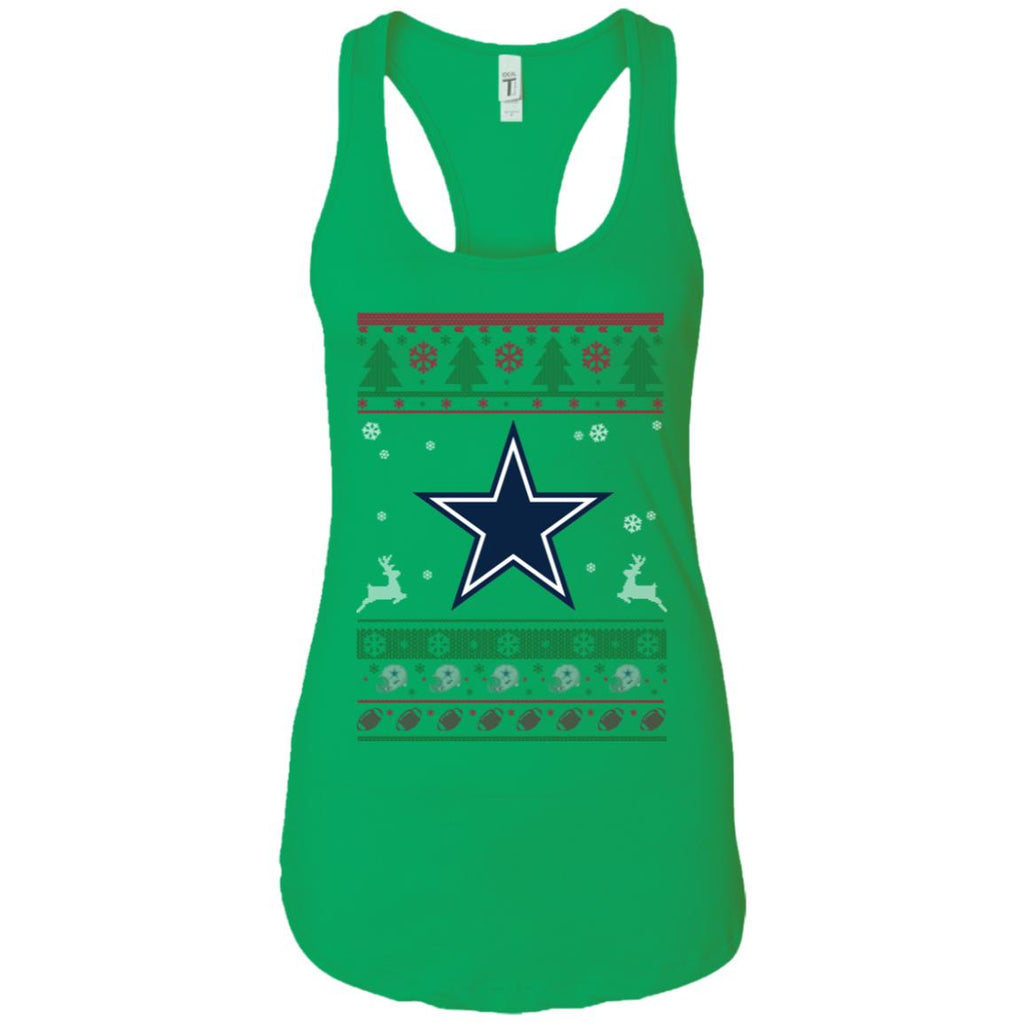 Dallas Cowboys Logo Football Teams Ugly Christmas Sweater Women Tank