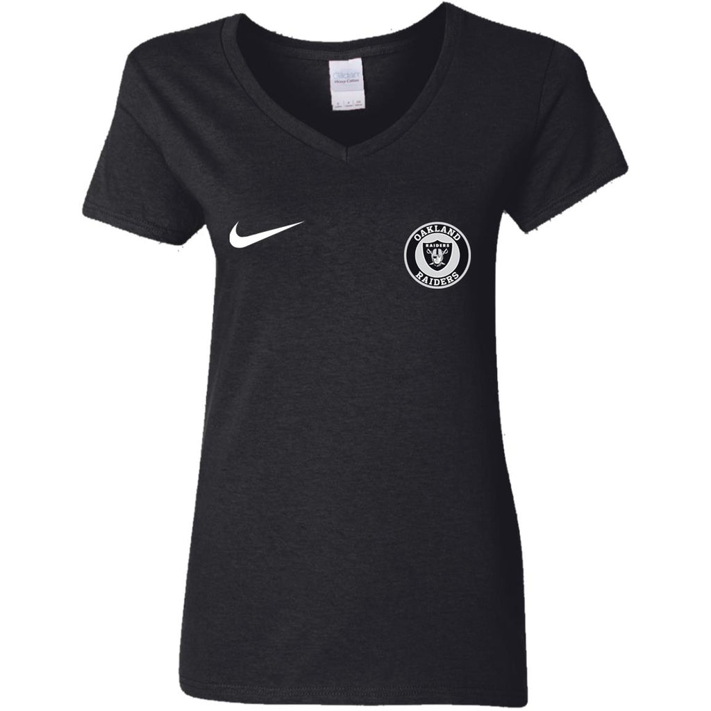 Nike Oakland Raiders Nfl Football Women V-Neck T-Shirt