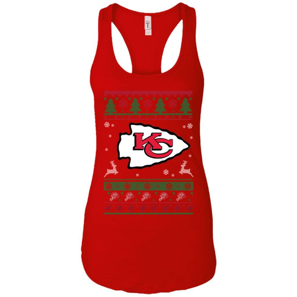 Kansas City Chiefs Logo Football Teams Ugly Christmas Sweater Women Tank
