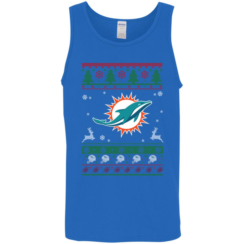 Miami Dolphins Logo Football Teams Ugly Christmas Sweater Men Tank Top