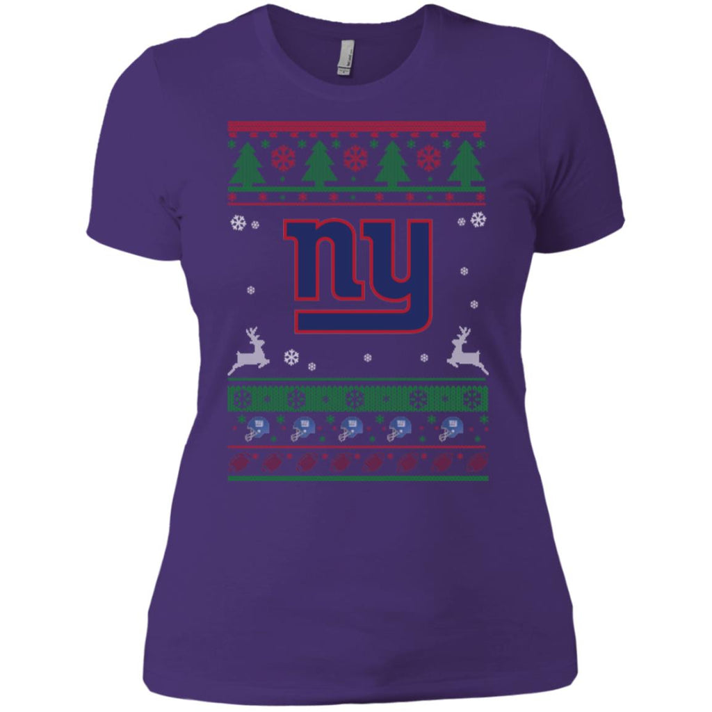 New York Giants Logo Football Teams Ugly Christmas Sweater Women T-Shirt