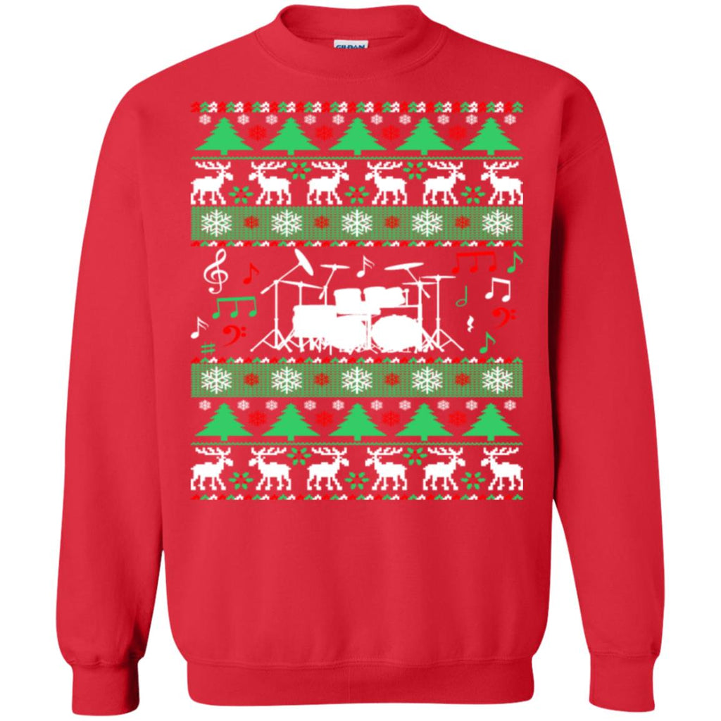 Drums Drummer Ugly Christmas Unisex Crewneck Pullover Sweatshirt