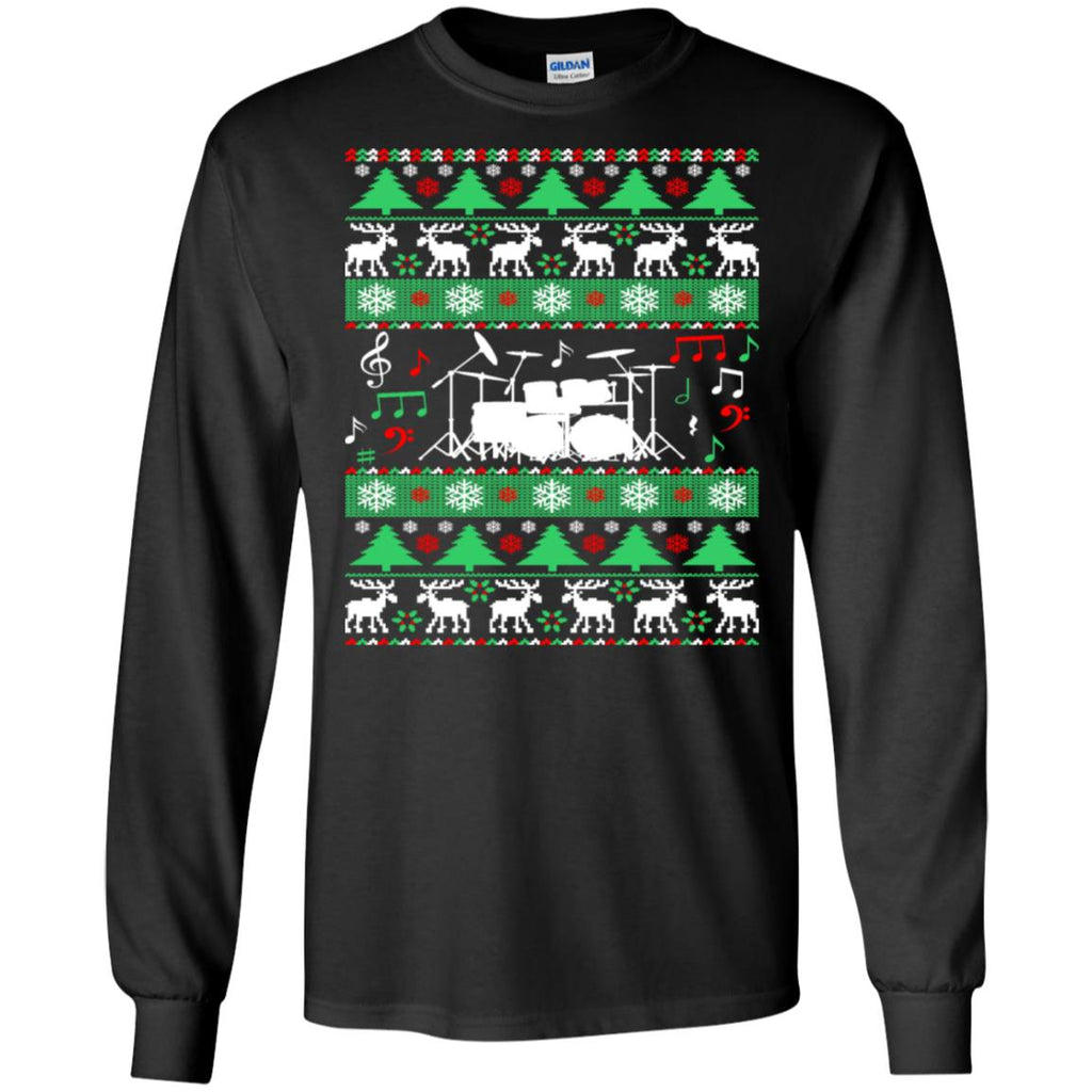 Drums Drummer Ugly Christmas Men Long SLeeve Shirt