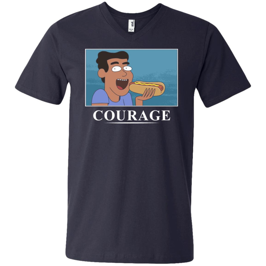 Rick And Morty Courage Is Eating A Hot Dog Men V-Neck T-Shirt
