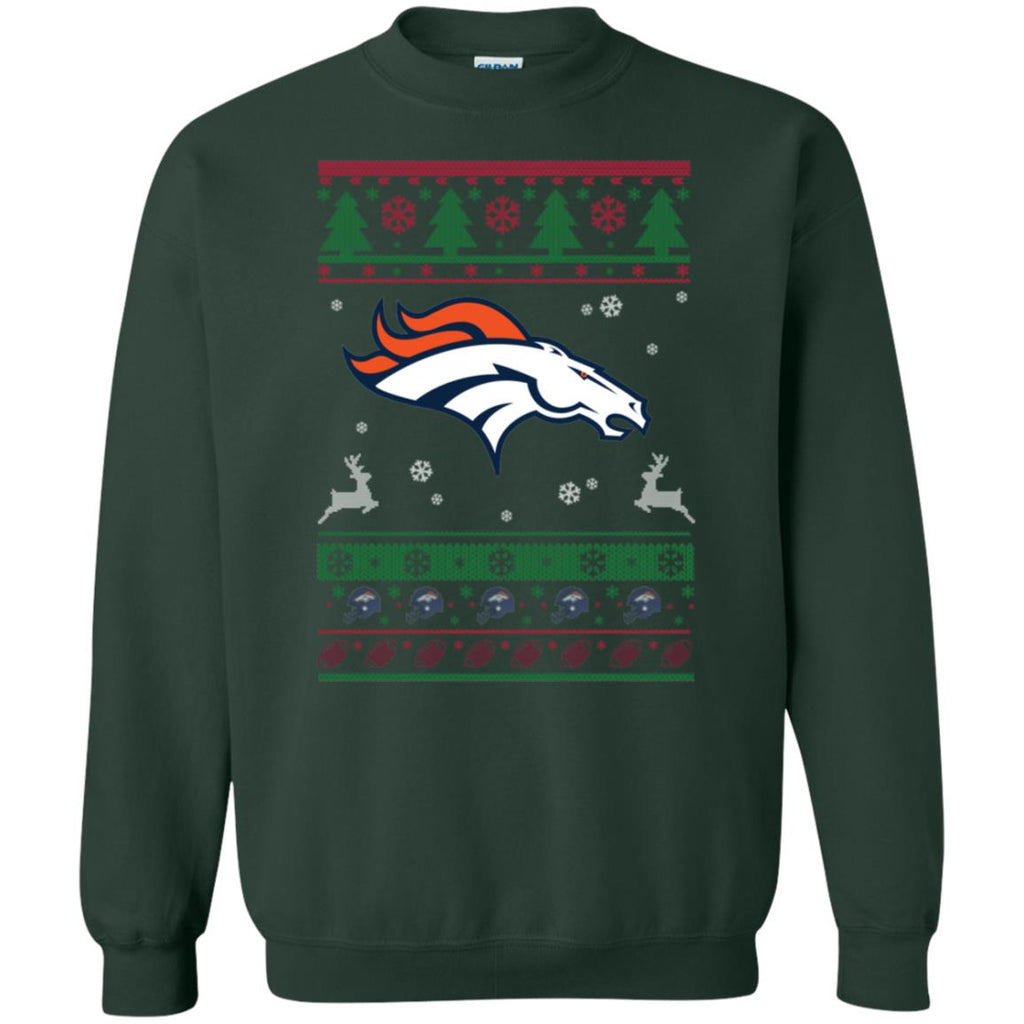Denver Broncos Logo Football Teams Ugly Christmas Sweater Unisex Crewneck Pullover Sweatshirt