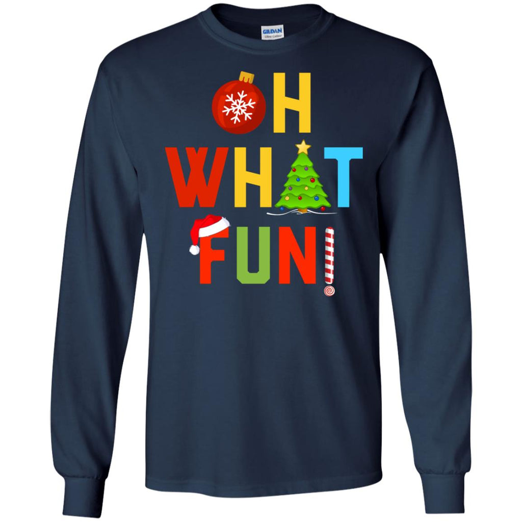 Oh What Fun Merry Christmas Men Long SLeeve Shirt