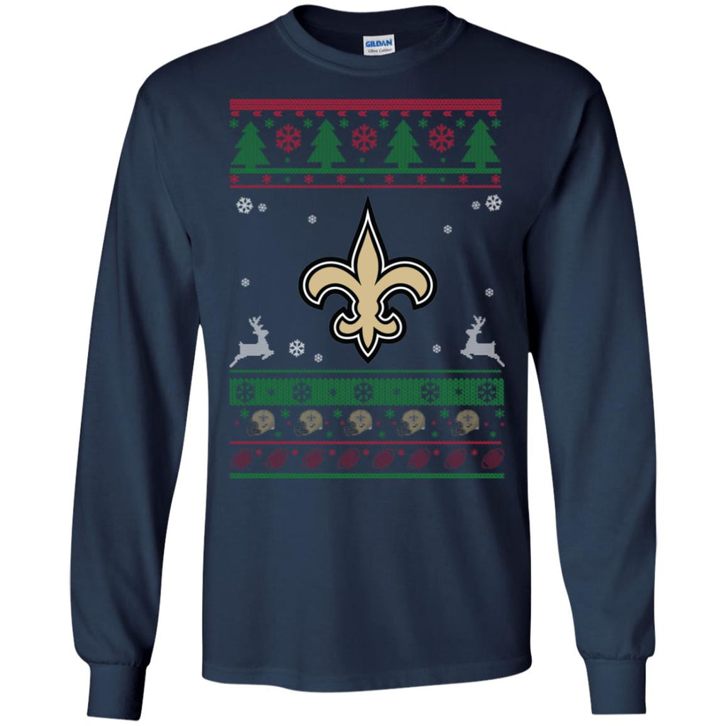 New Orleans Saints Logo Football Teams Ugly Christmas Sweater Men Long SLeeve Shirt