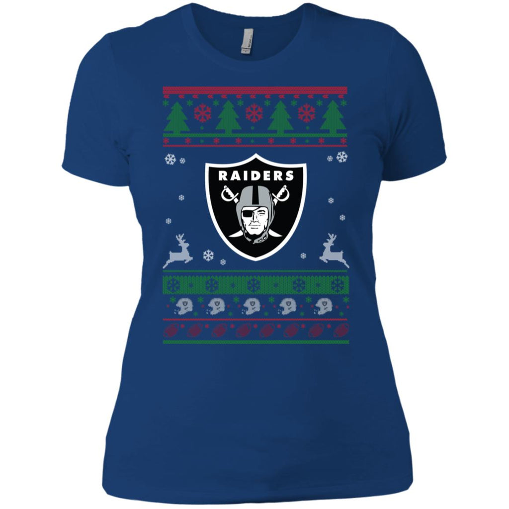 Oakland Raiders Logo Football Teams Ugly Christmas Sweater Women T-Shirt