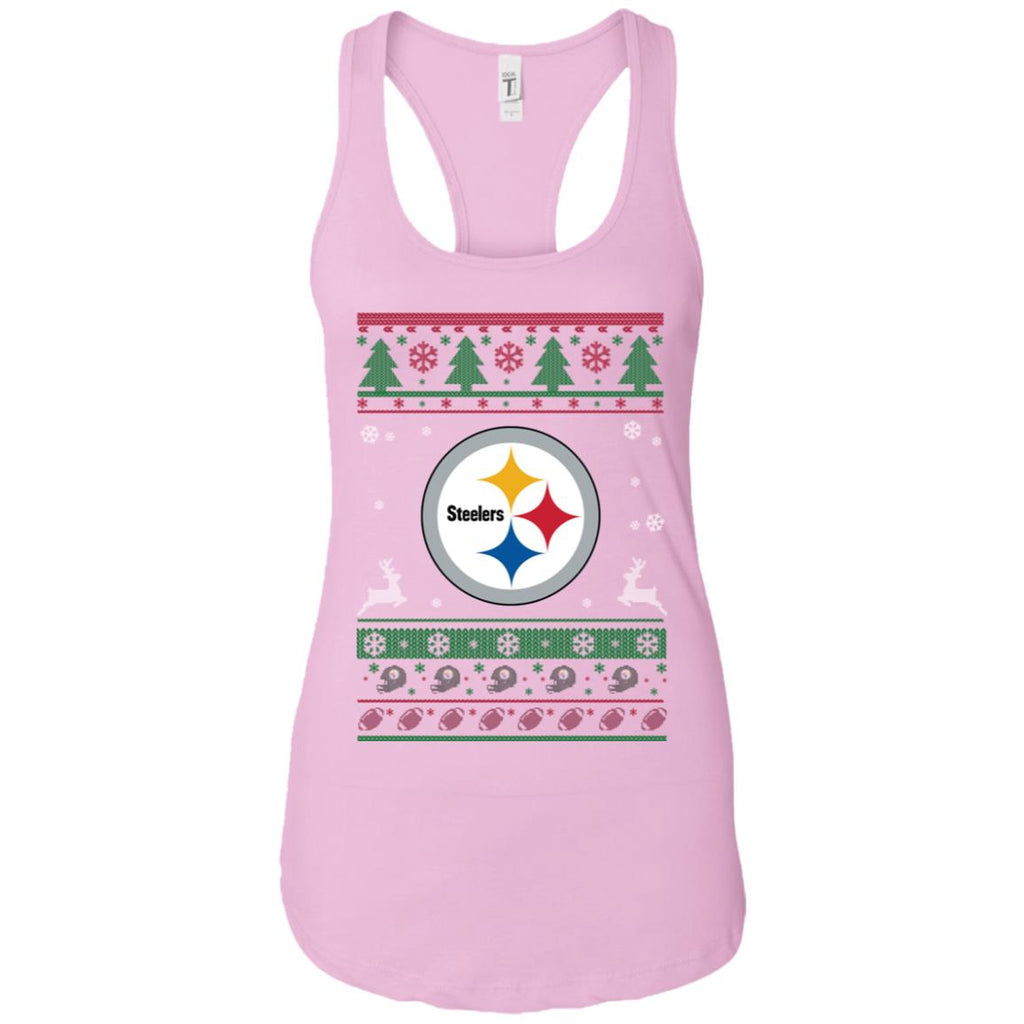 Pittsburgh Steelers Logo Football Teams Ugly Christmas Sweater Women Tank