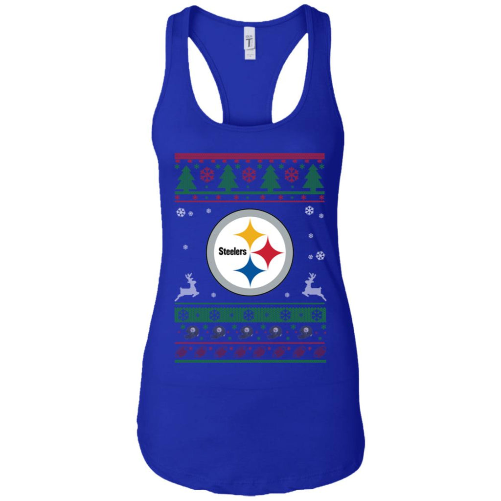Pittsburgh Steelers Logo Football Teams Ugly Christmas Sweater Women Tank