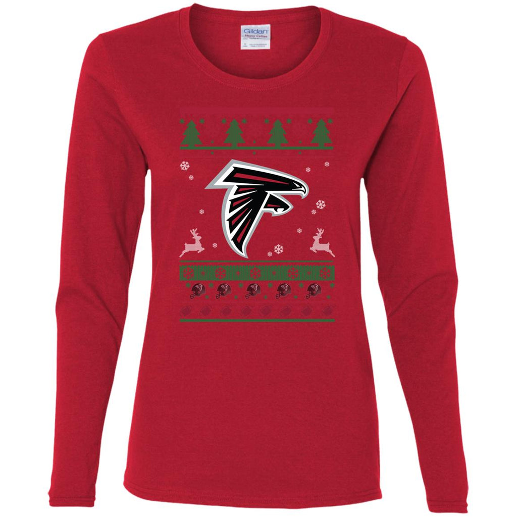 Atlanta Falcons Logo Football Teams Ugly Christmas Sweater Women Long Sleeve Shirt