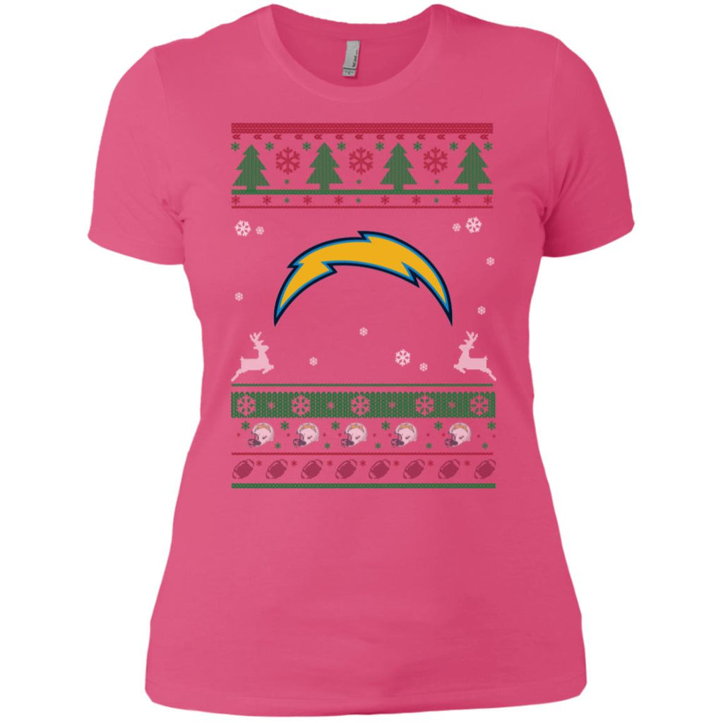 Los Angeles Chargers Logo Football Teams Ugly Christmas Sweater Women T-Shirt