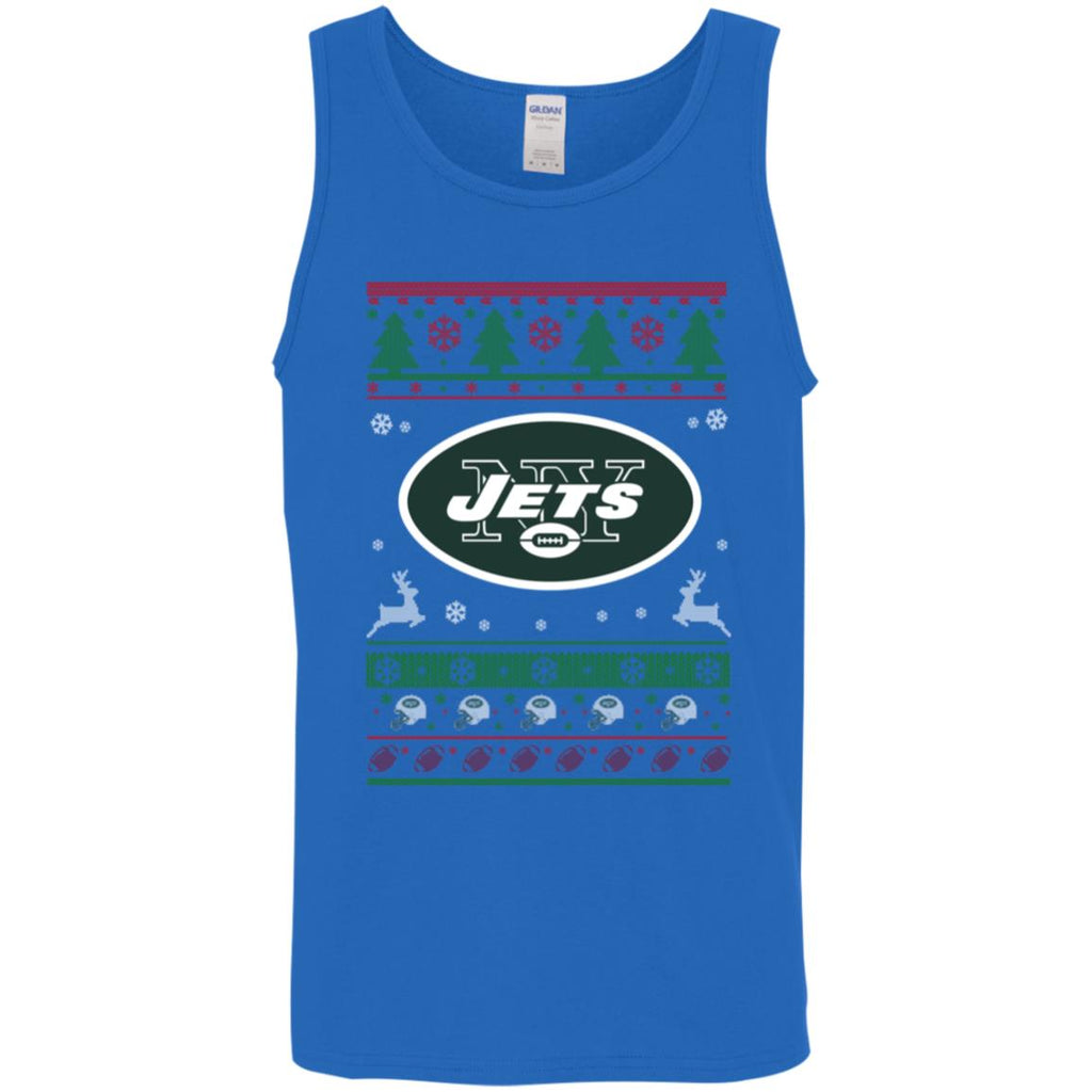 New York Jets Logo Football Teams Ugly Christmas Sweater Men Tank Top