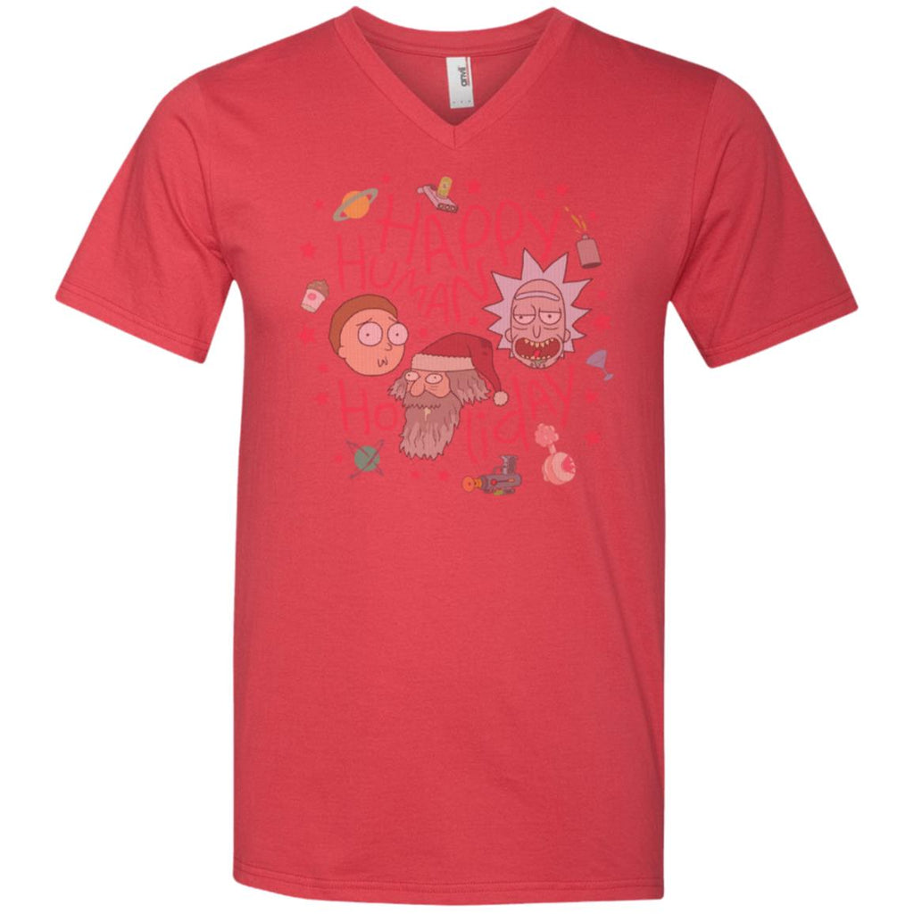 Rick And Morty Happy Human Holiday Jumper Men V-Neck T-Shirt