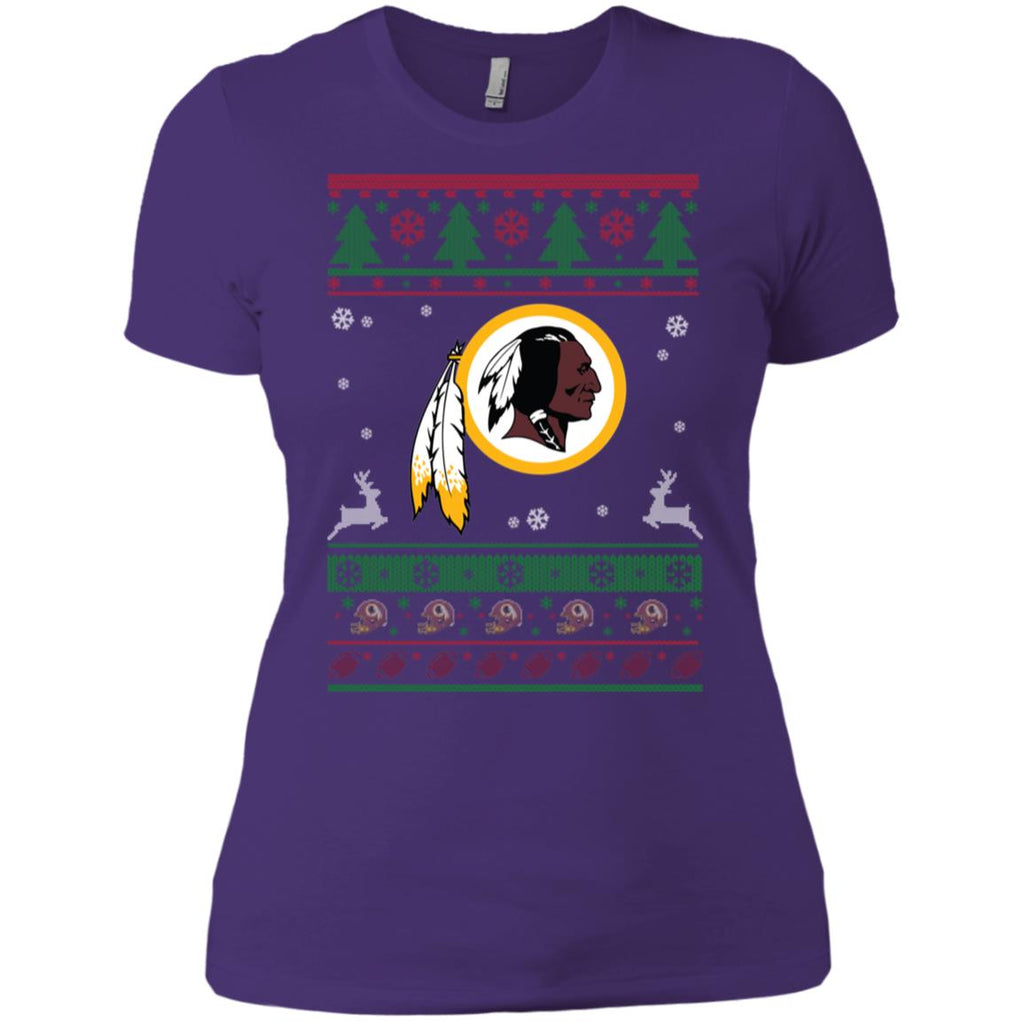 Washington Redskins Logo Football Teams Ugly Christmas Sweater Women T-Shirt
