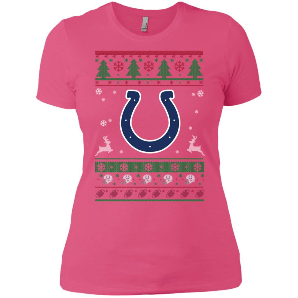 Indianapolis Colts Logo Football Teams Ugly Christmas Sweater Women T-Shirt