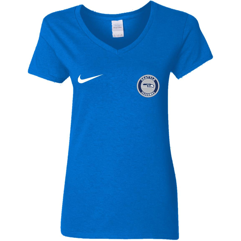 Nike Seatle Seahawk Nfl Football Women V-Neck T-Shirt
