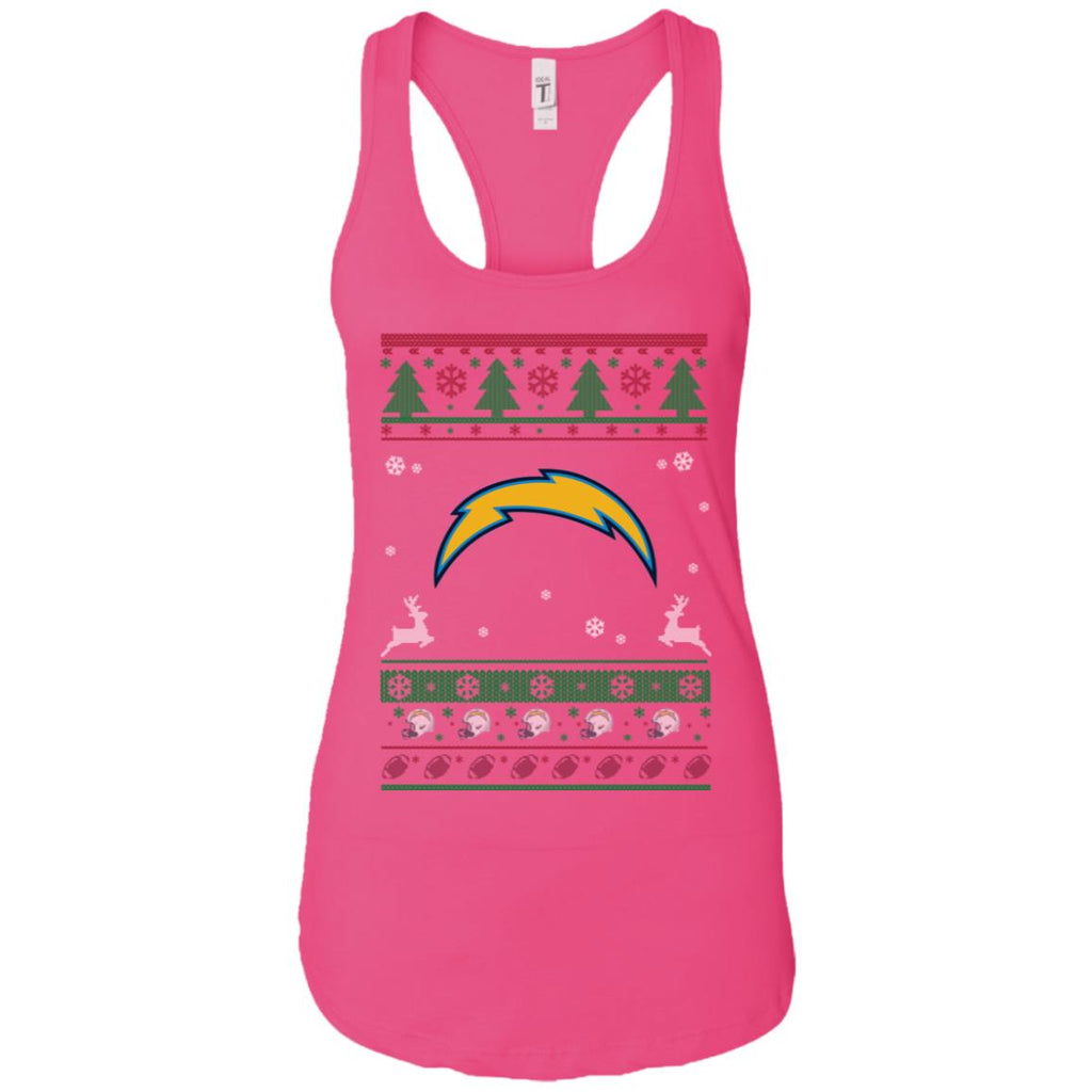 Los Angeles Chargers Logo Football Teams Ugly Christmas Sweater Women Tank
