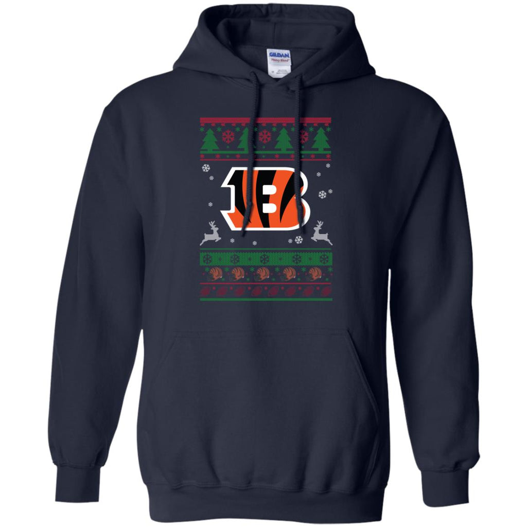 Cincinnati Bengals Logo Football Teams Ugly Christmas Sweater Men Pullover Hoodie