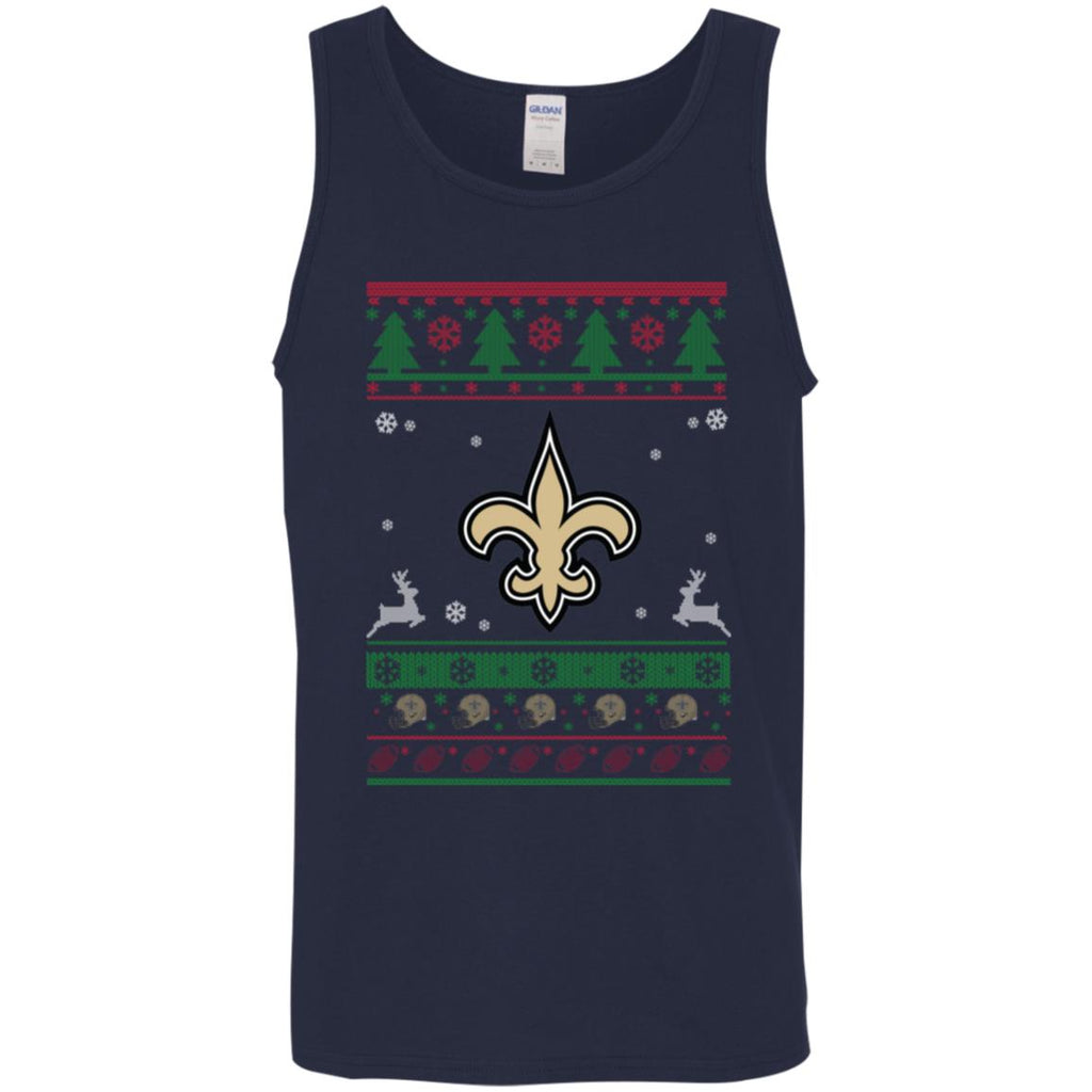 New Orleans Saints Logo Football Teams Ugly Christmas Sweater Men Tank Top