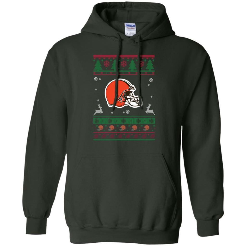 Cleveland Browns Logo Football Teams Ugly Christmas Sweater Men Pullover Hoodie