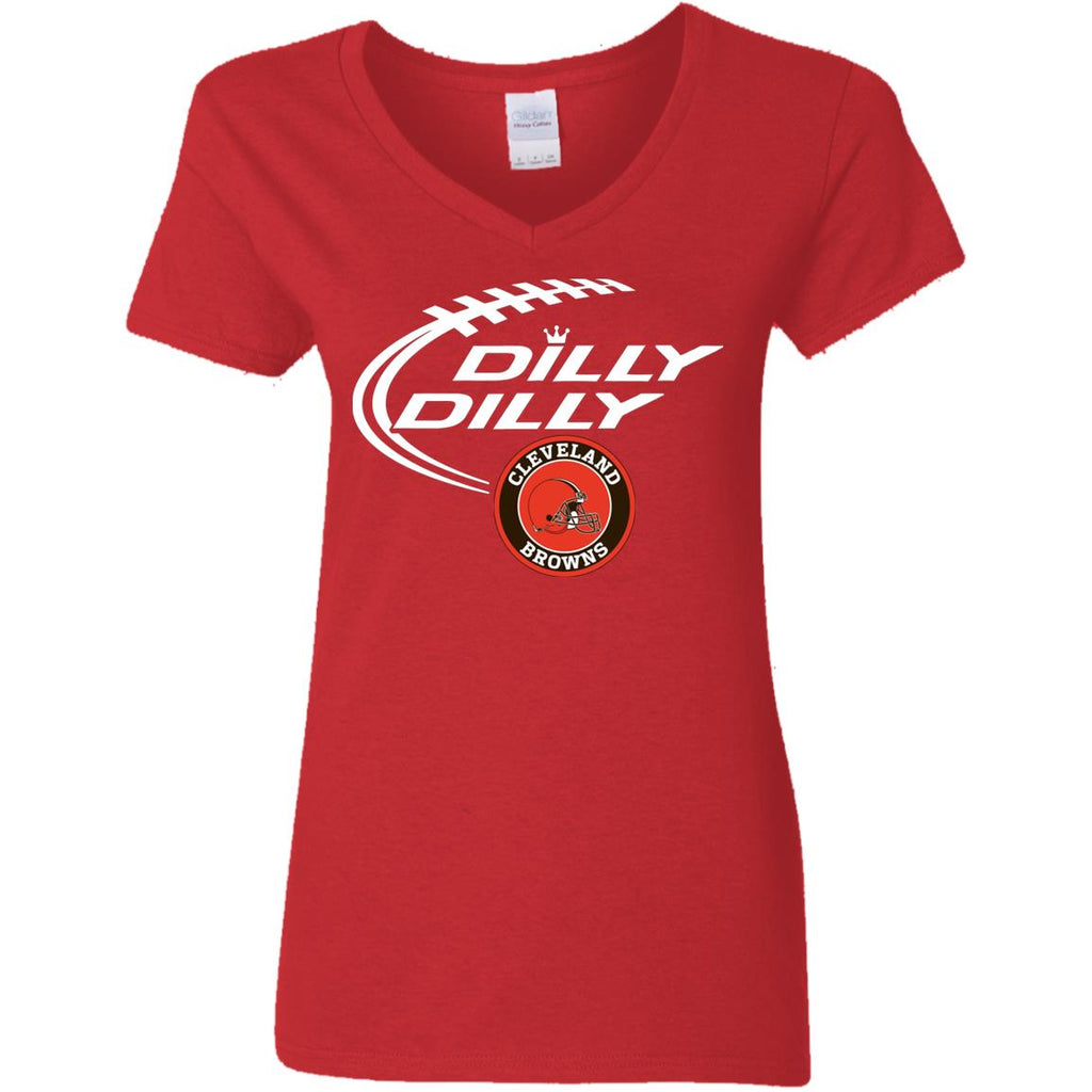 Dilly Dilly Cleverlan Browns Nfl Football Women V-Neck T-Shirt