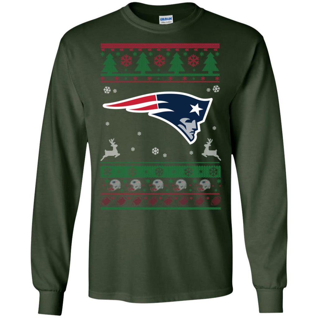New England Patriots Logo Football Teams Ugly Christmas Sweater Men Long SLeeve Shirt