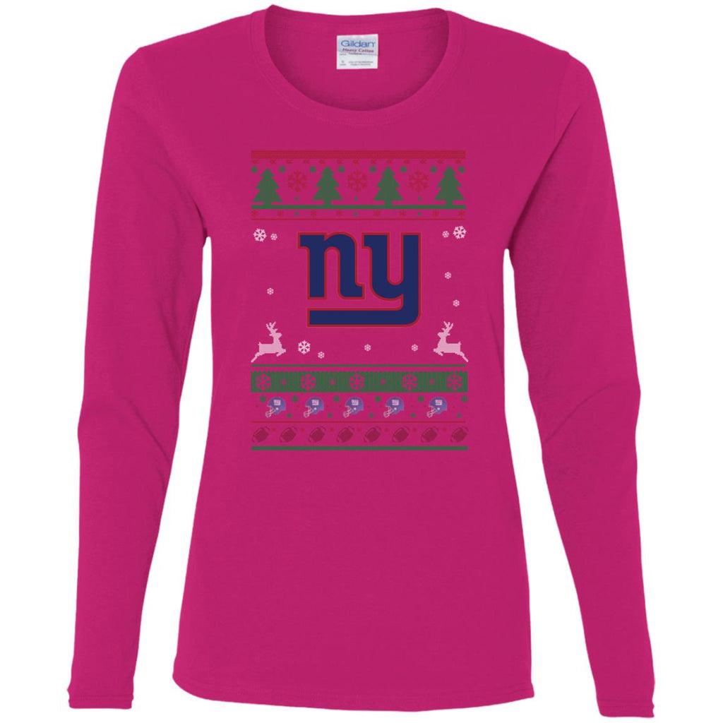 New York Giants Logo Football Teams Ugly Christmas Sweater Women Long Sleeve Shirt