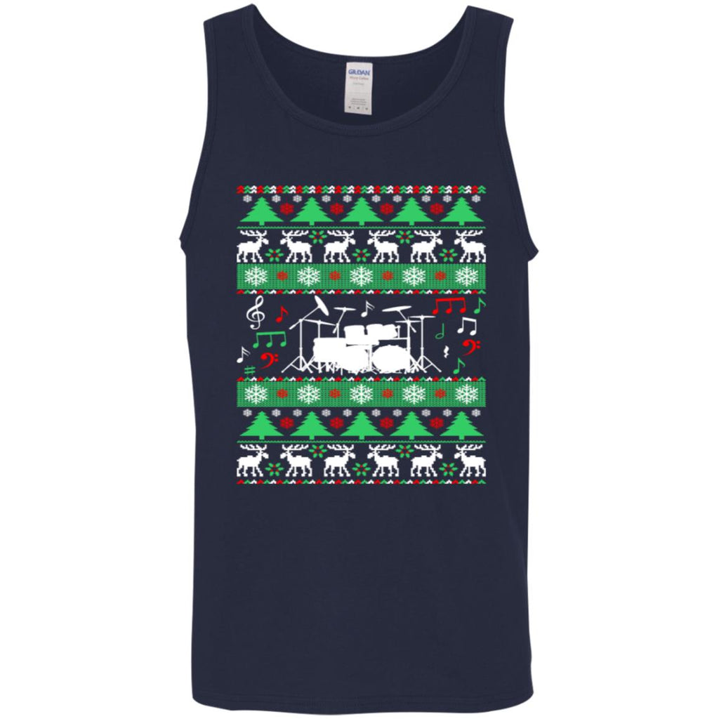 Drums Drummer Ugly Christmas Men Tank Top