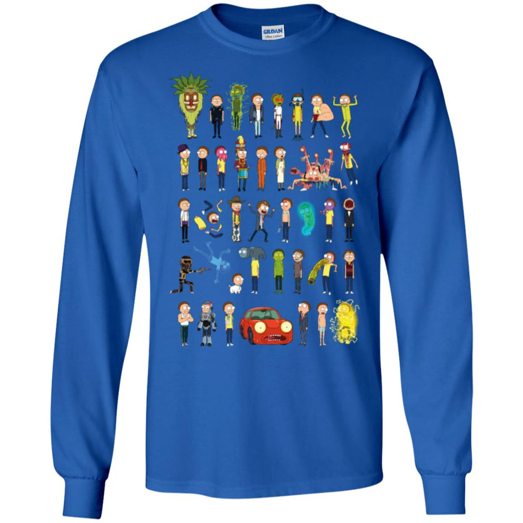 Ricky And Morty The Many Morty's Men Long SLeeve Shirt