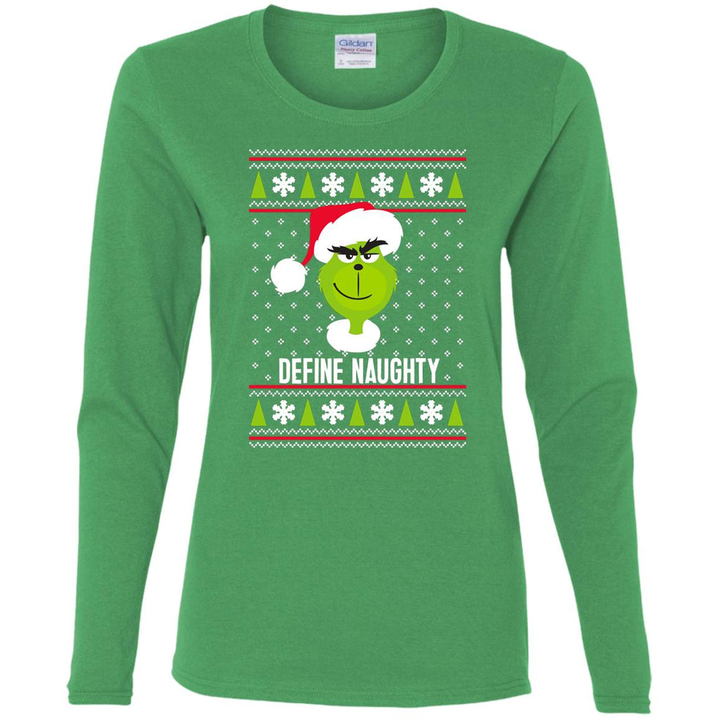 Dr. Seuss The Grinch Naughty Grinch Christmas Sweatshirt Women Long Sleeve Shirt