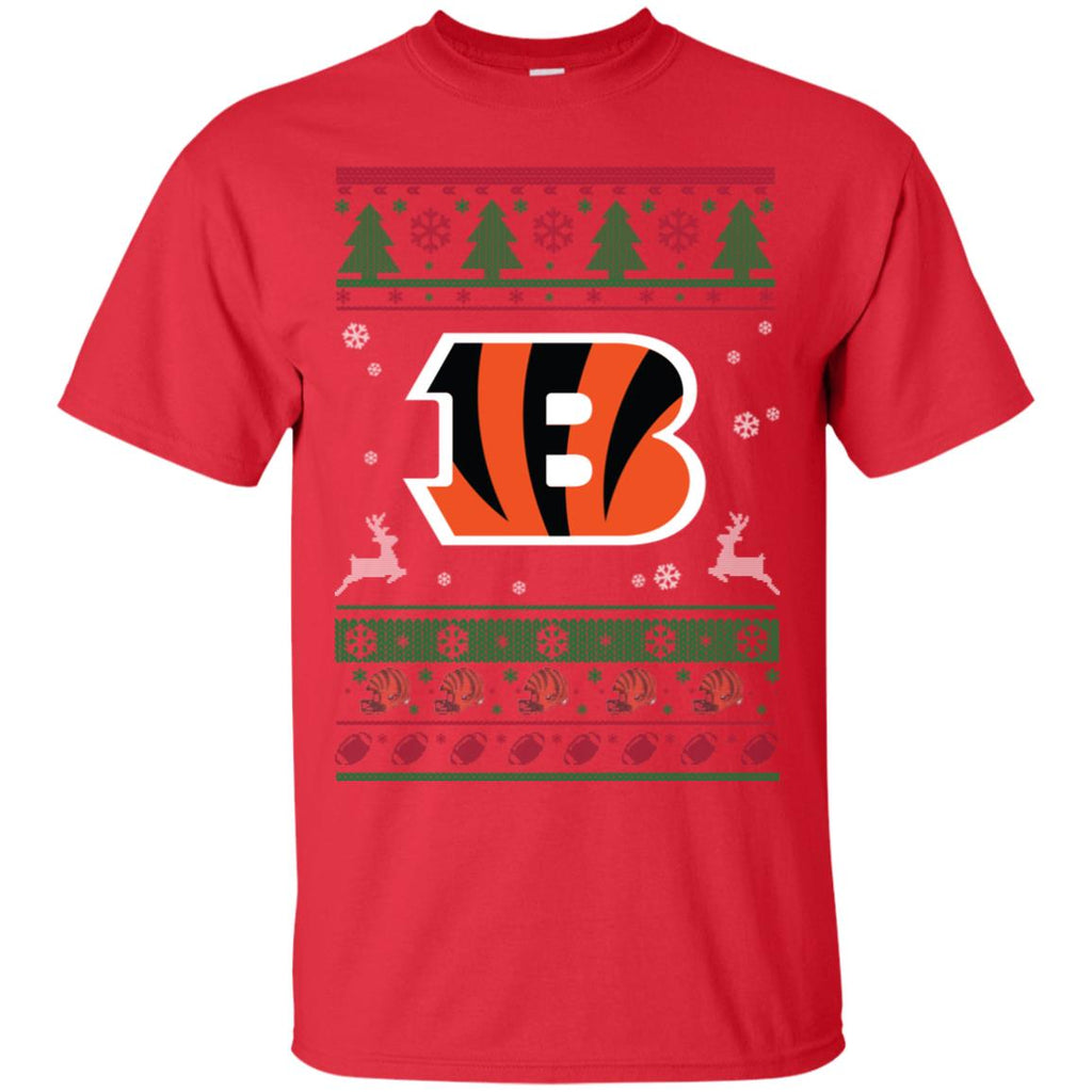 Cincinnati Bengals Logo Football Teams Ugly Christmas Sweater Men T-Shirt
