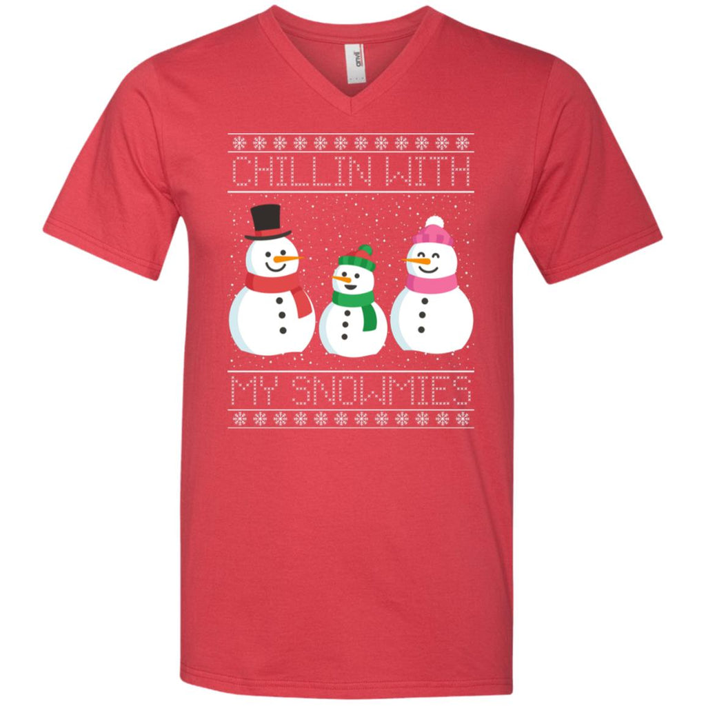 Chillin With My Snowmies Snowman Christmas Men V-Neck T-Shirt