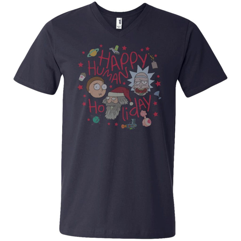 Rick And Morty Happy Human Holiday Jumper Men V-Neck T-Shirt