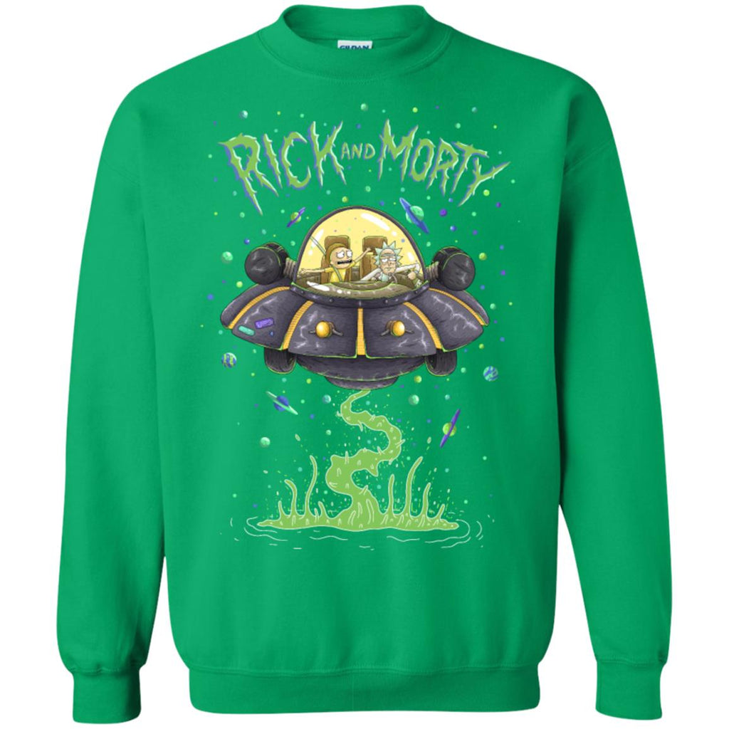 Rick And Morty Spaceship Illustration Unisex Crewneck Pullover Sweatshirt