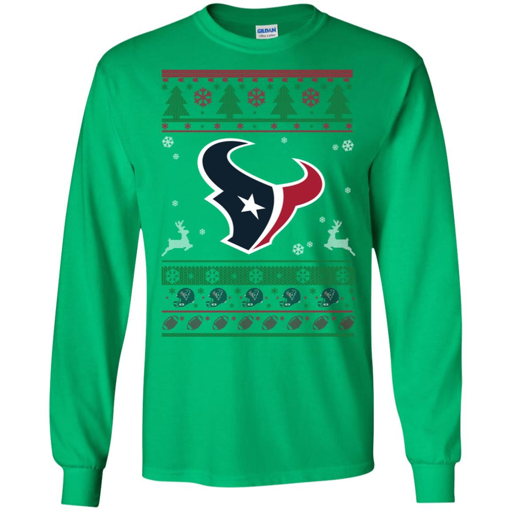 Houston Texans Logo Football Teams Ugly Christmas Sweater Men Long SLeeve Shirt