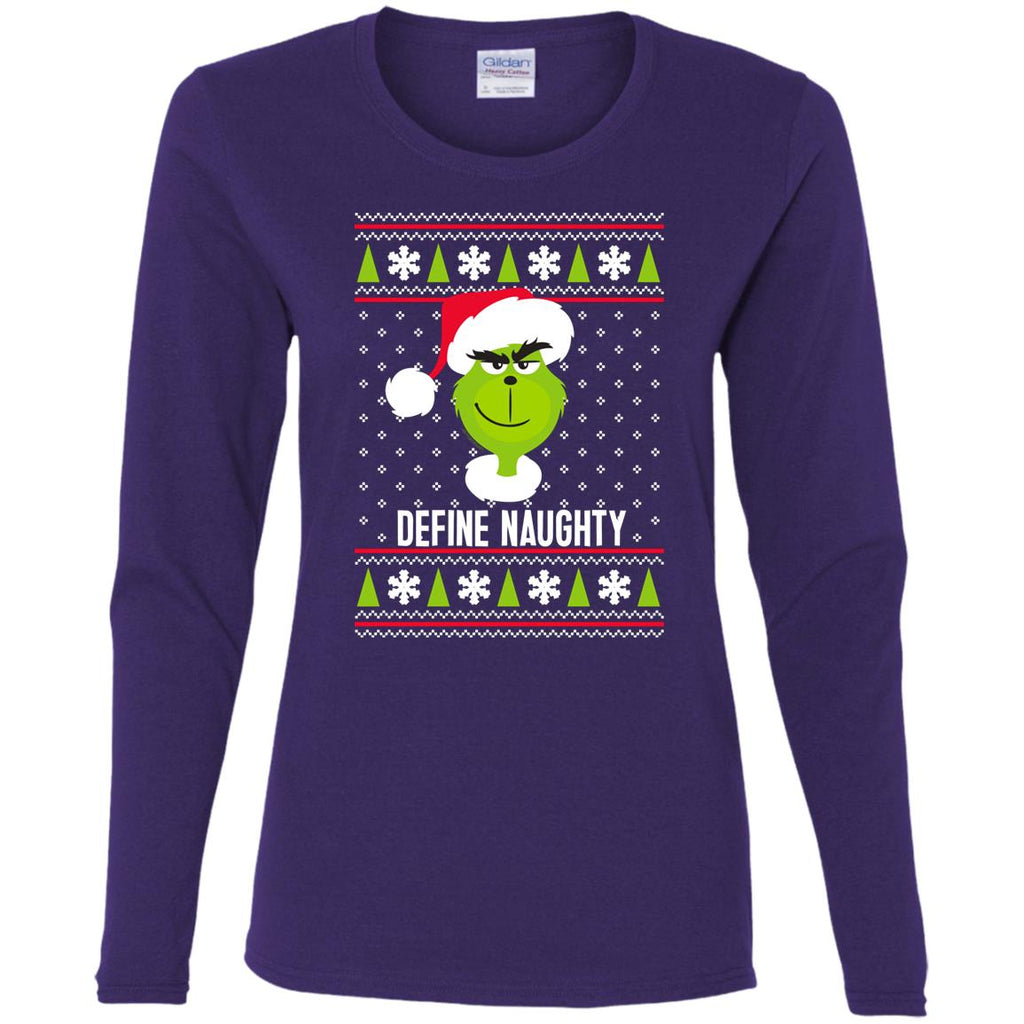 Dr. Seuss The Grinch Naughty Grinch Christmas Sweatshirt Women Long Sleeve Shirt