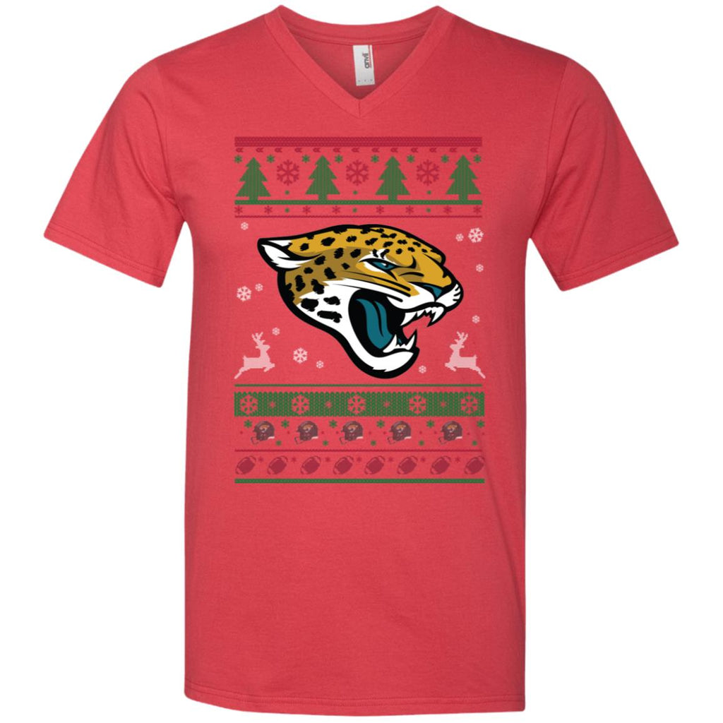 Jacksonville Jaguars Logo Football Teams Ugly Christmas Sweater Men V-Neck T-Shirt