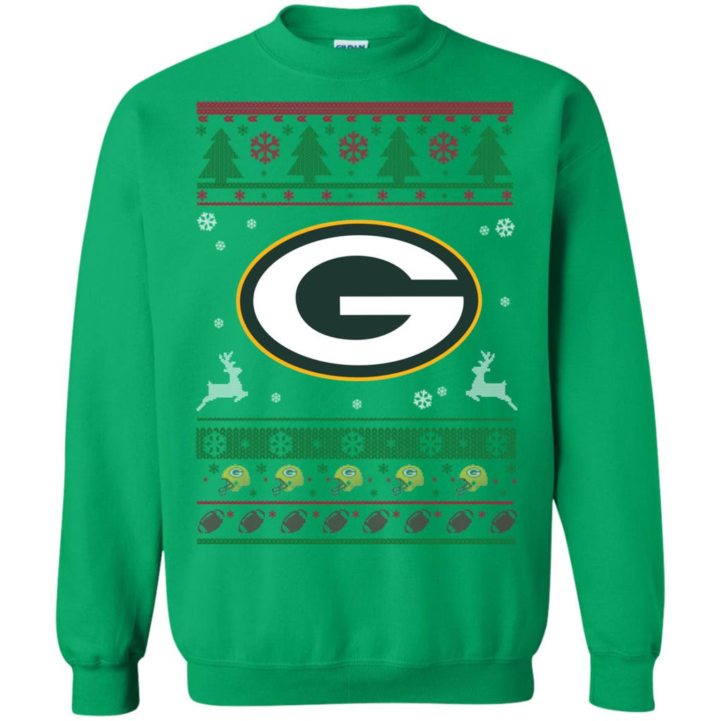 Green Bay Packers Logo Football Teams Ugly Christmas Sweater Unisex Crewneck Pullover Sweatshirt