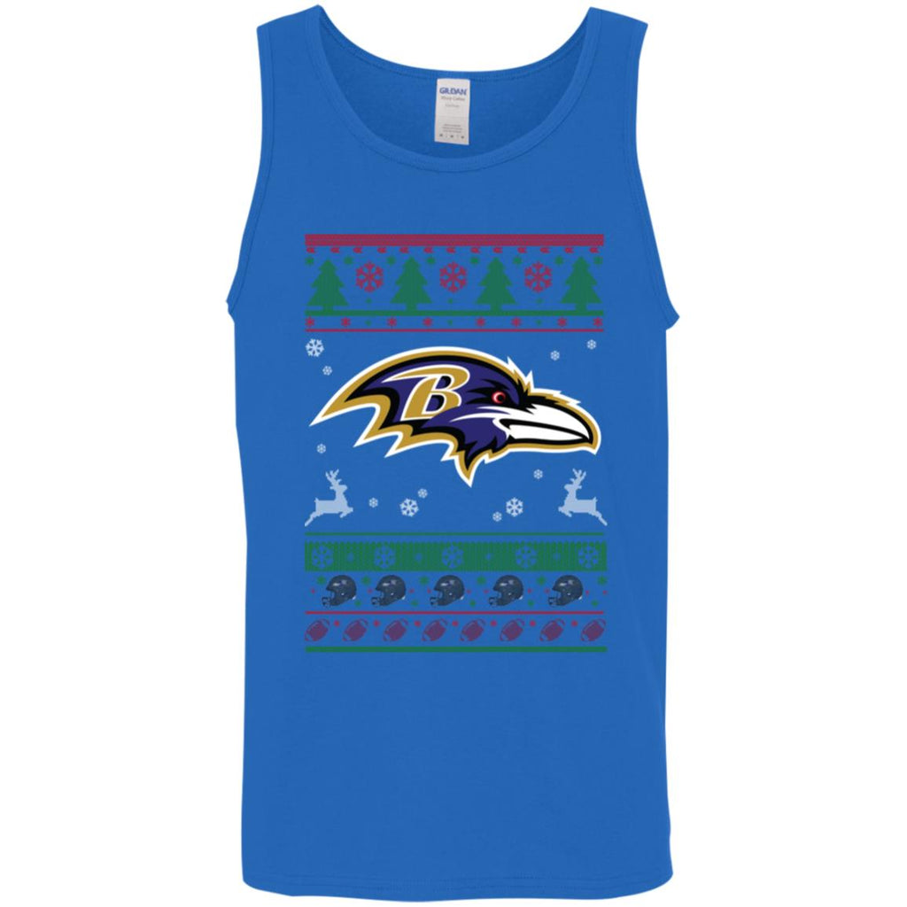 Baltimore Ravens Logo Football Teams Ugly Christmas Sweater Men Tank Top