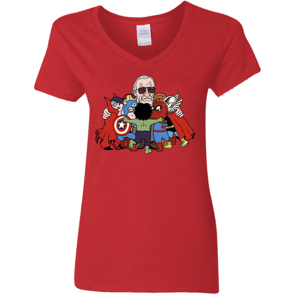 Stan Lee Shirt - Father Of Super Heroes Women V-Neck T-Shirt