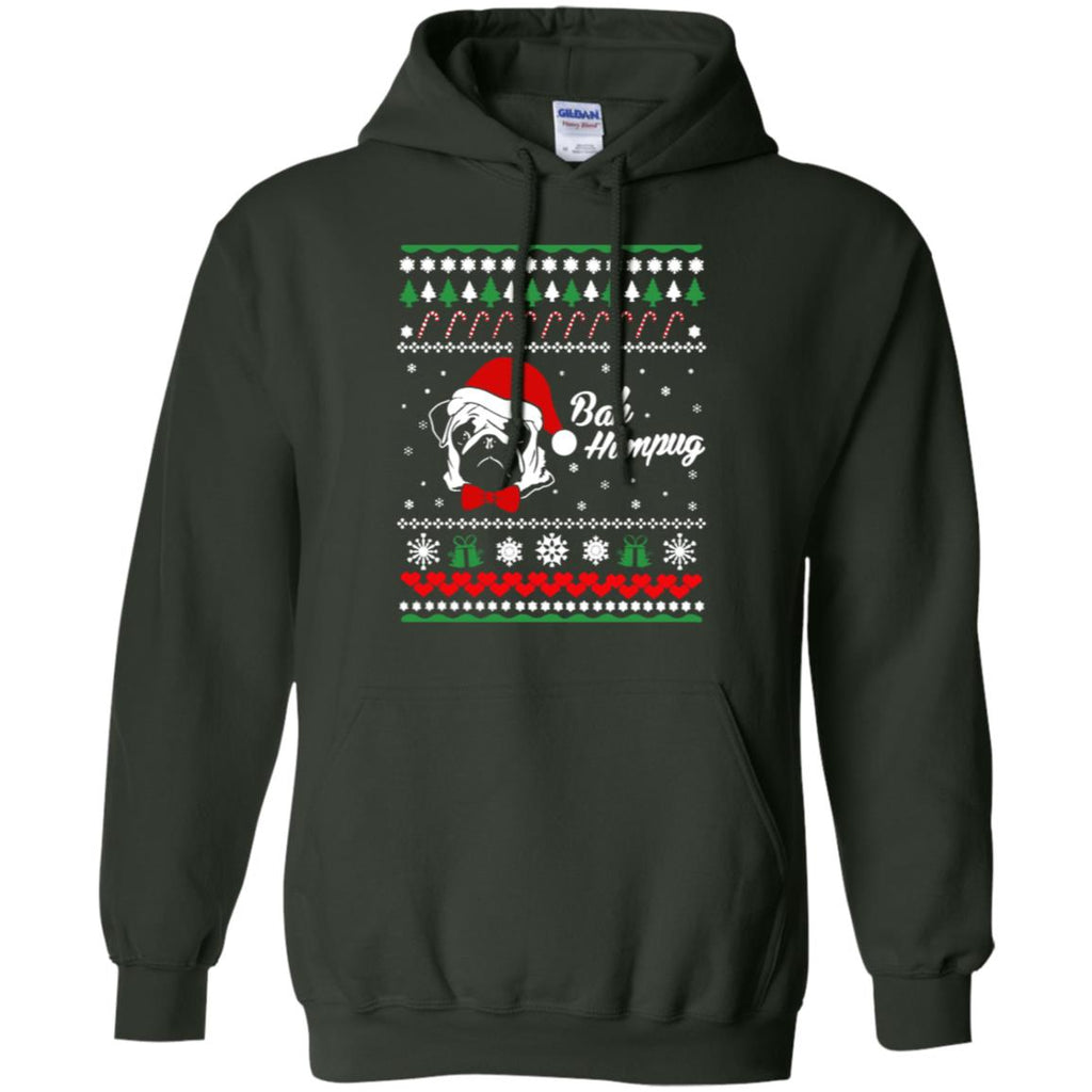 Bah Hum Pug Dog Christmas Men Pullover Hoodie