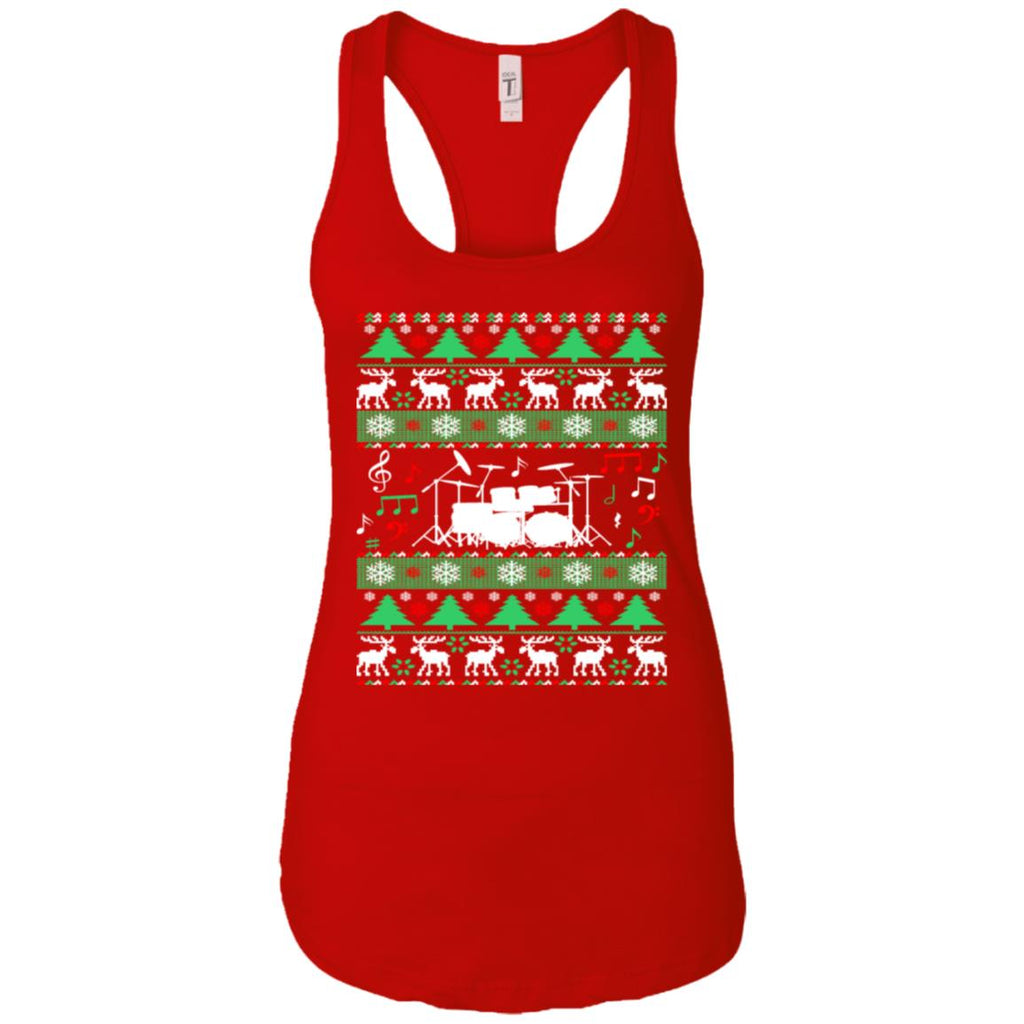 Drums Drummer Ugly Christmas Women Tank
