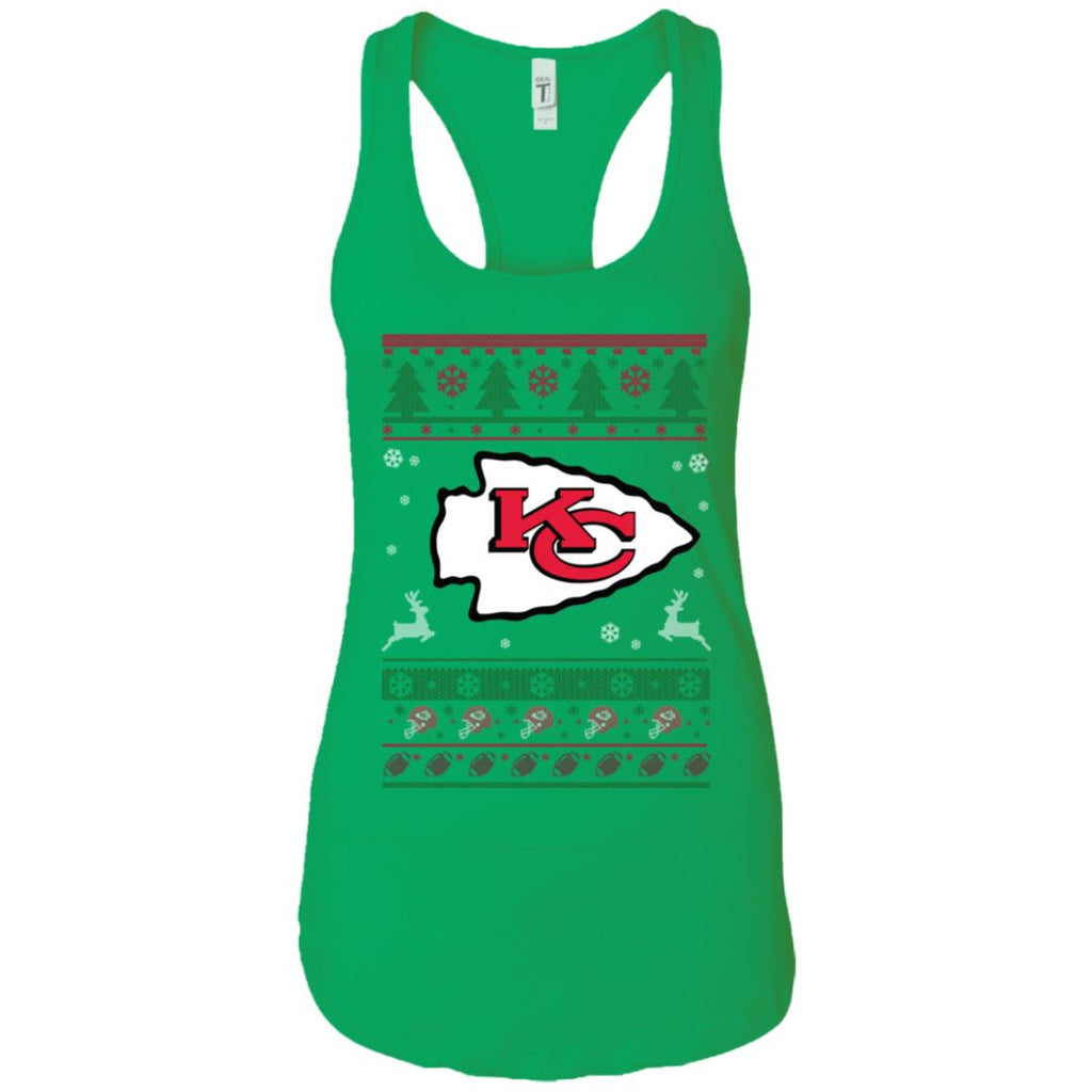 Kansas City Chiefs Logo Football Teams Ugly Christmas Sweater Women Tank